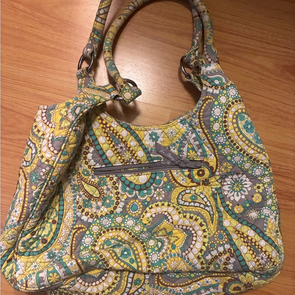 Vera Bradley Yellow and Green Paisley Shoulder Bag